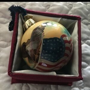 NWB Old World Christmas Painted American Flag & Eagle